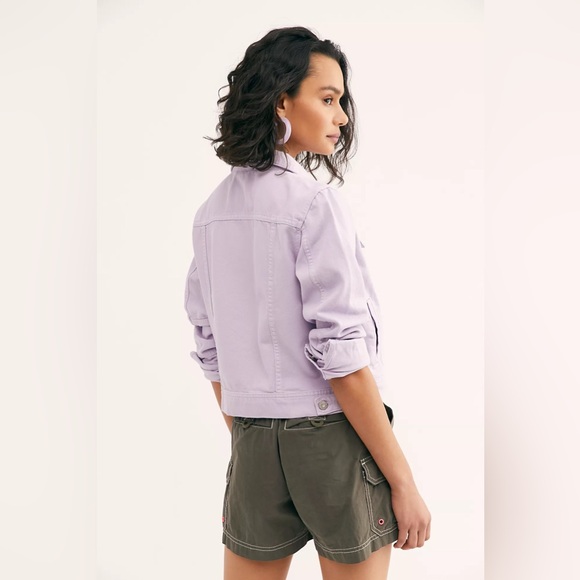 Free People Rumors Denim Jean Jacket Lilac Size Medium - Picture 2 of 8